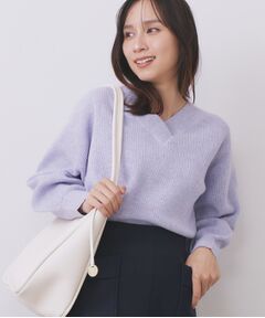 index / インデックス ニット・セーター | 片畦Vネックボクシーパフニット【洗濯機OK】