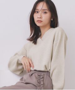 index / インデックス ニット・セーター | 片畦Vネックボクシーパフニット【洗濯機OK】