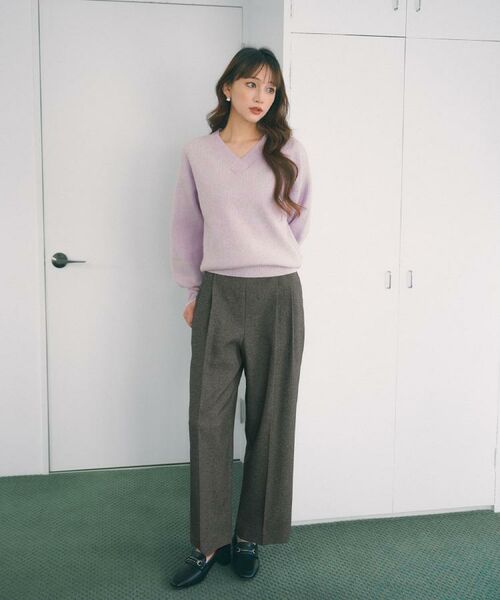 index / インデックス ニット・セーター | 片畦Vネックボクシーパフニット【洗濯機OK】 | 詳細1