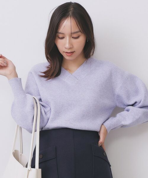 index / インデックス ニット・セーター | 片畦Vネックボクシーパフニット【洗濯機OK】 | 詳細10