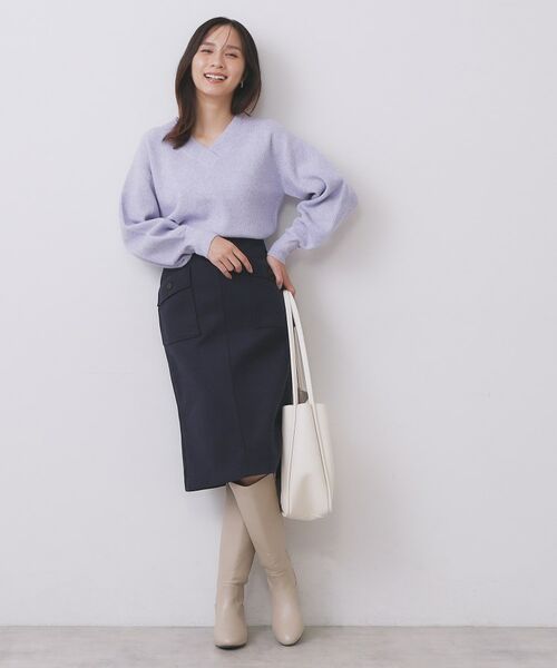index / インデックス ニット・セーター | 片畦Vネックボクシーパフニット【洗濯機OK】 | 詳細11