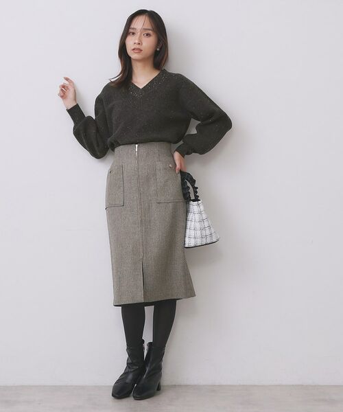 index / インデックス ニット・セーター | 片畦Vネックボクシーパフニット【洗濯機OK】 | 詳細15