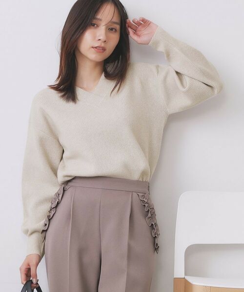 index / インデックス ニット・セーター | 片畦Vネックボクシーパフニット【洗濯機OK】 | 詳細18