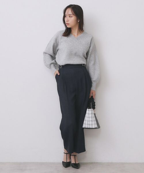 index / インデックス ニット・セーター | 片畦Vネックボクシーパフニット【洗濯機OK】 | 詳細3