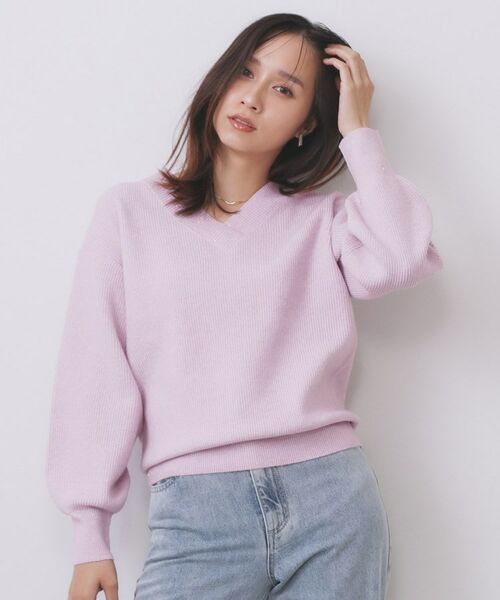 index / インデックス ニット・セーター | 片畦Vネックボクシーパフニット【洗濯機OK】 | 詳細6