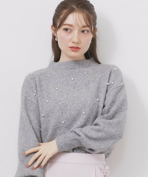 index / インデックス ニット・セーター | フェイクパールふわふわニット【洗濯機OK】(グレー(012))