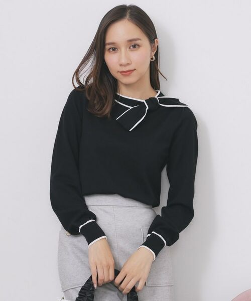 index / インデックス ニット・セーター | サイドリボンバイカラーニット【洗濯機OK】 | 詳細1