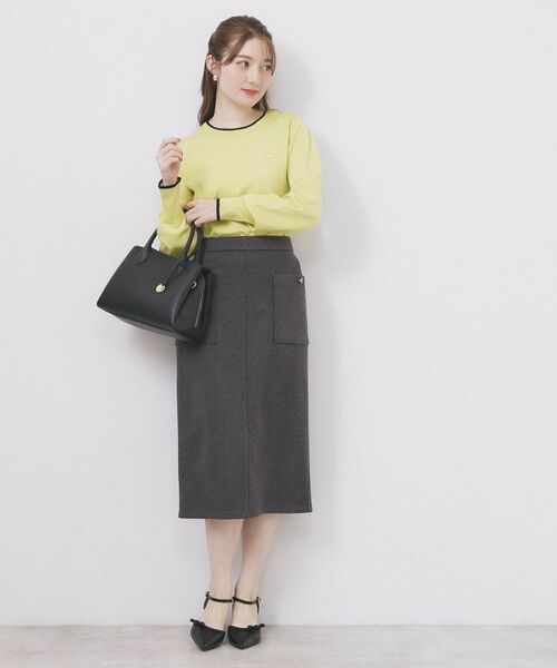 index / インデックス ニット・セーター | ゴールドパーツ付きバイカラークルーネックニット【洗濯機OK】 | 詳細10