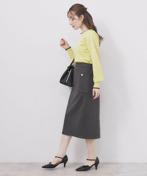 index / インデックス ニット・セーター | ゴールドパーツ付きバイカラークルーネックニット【洗濯機OK】 | 詳細11