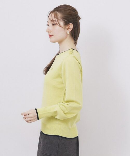 index / インデックス ニット・セーター | ゴールドパーツ付きバイカラークルーネックニット【洗濯機OK】 | 詳細14