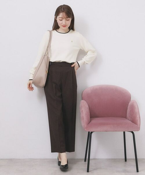 index / インデックス ニット・セーター | ゴールドパーツ付きバイカラークルーネックニット【洗濯機OK】 | 詳細2