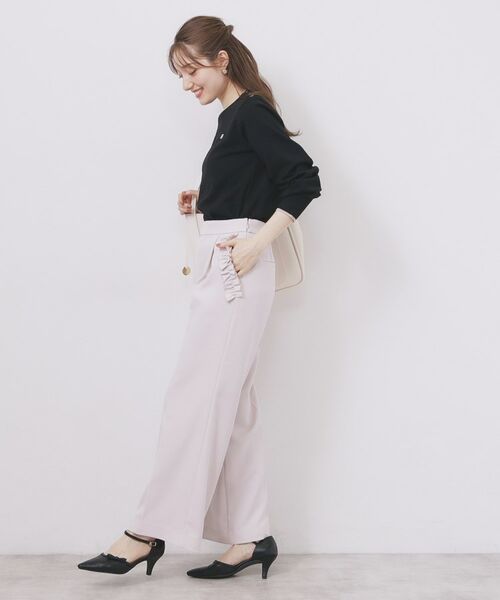 index / インデックス ニット・セーター | ゴールドパーツ付きバイカラークルーネックニット【洗濯機OK】 | 詳細7