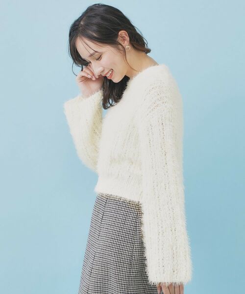 index / インデックス ニット・セーター | 透かし編みショートフェザーニット【洗濯機OK】 | 詳細1