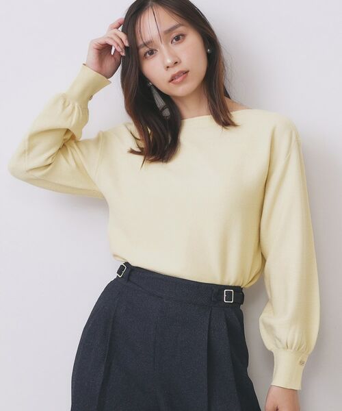 index / インデックス ニット・セーター | ラメガーター編みボートネックニット【洗濯機OK】《8col/XS~LL》(イエロー(031))