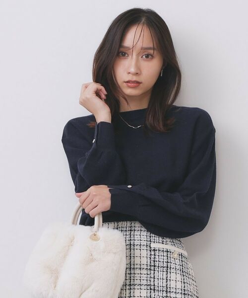 index / インデックス ニット・セーター | ラメガーター編みボートネックニット【洗濯機OK】《8col/XS~LL》(ネイビー(094))