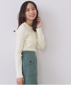 index / インデックス ニット・セーター | パール調ネックケーブルニット【洗濯機OK】