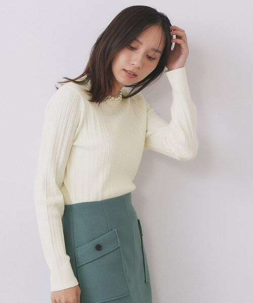 index / インデックス ニット・セーター | パール調ネックケーブルニット【洗濯機OK】 | 詳細1