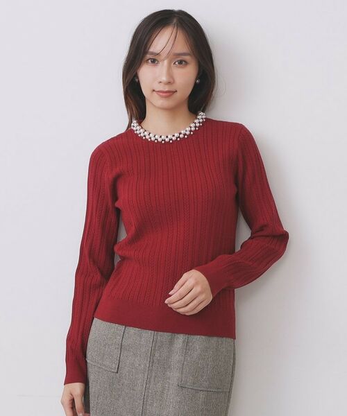 index / インデックス ニット・セーター | パール調ネックケーブルニット【洗濯機OK】 | 詳細13