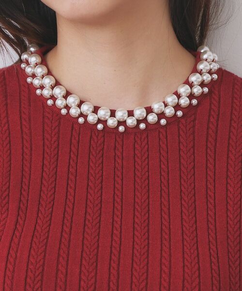 index / インデックス ニット・セーター | パール調ネックケーブルニット【洗濯機OK】 | 詳細16