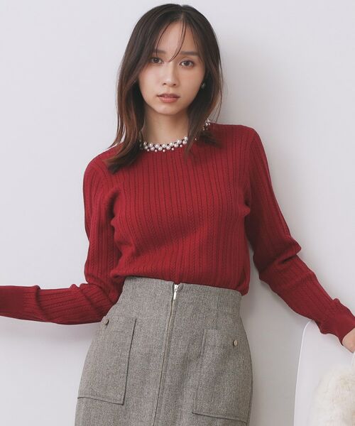 index / インデックス ニット・セーター | パール調ネックケーブルニット【洗濯機OK】 | 詳細5