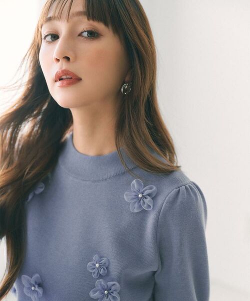 index / インデックス ニット・セーター | フラワーモチーフハイネックニット【洗える】 | 詳細1