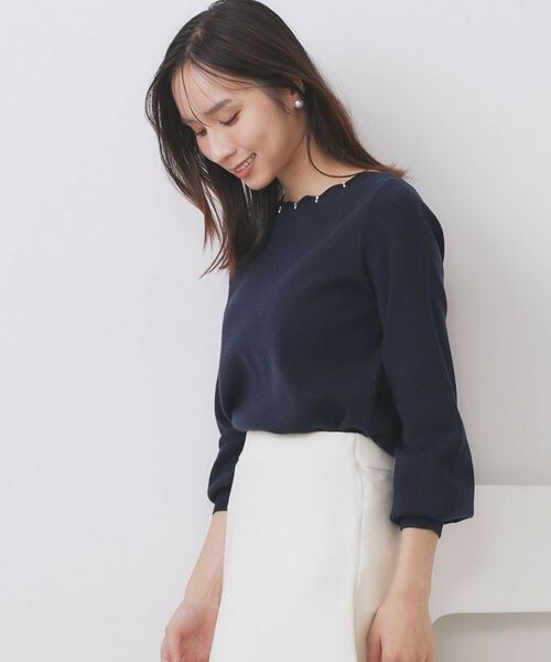 index / インデックス ニット・セーター | ラメスカラップビジューデザインニット【洗濯機OK】《6col/S～LL》 | 詳細11