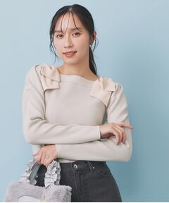 index / インデックス ニット・セーター | ショルダービッグリボンスクエアニット【洗濯機OK】