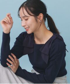 index / インデックス ニット・セーター | ショルダービッグリボンスクエアニット【洗濯機OK】