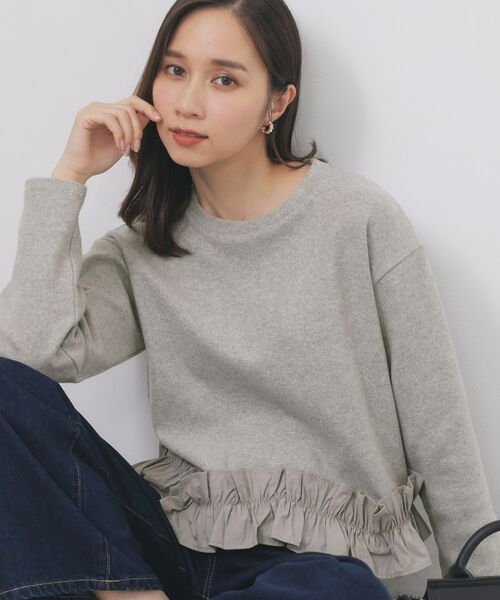 index/インデックス フリルドッキングトップス【洗濯機OK】 グレー(012) 42(LL)