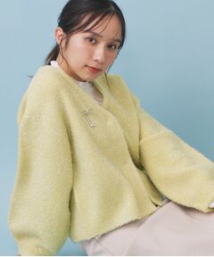 index / インデックス カーディガン・ボレロ | リボンブローチフィルムラメフェザーカーディガン【洗濯機OK】