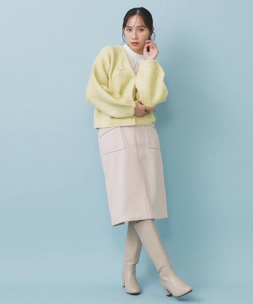 index / インデックス カーディガン・ボレロ | リボンブローチフィルムラメフェザーカーディガン【洗濯機OK】 | 詳細19