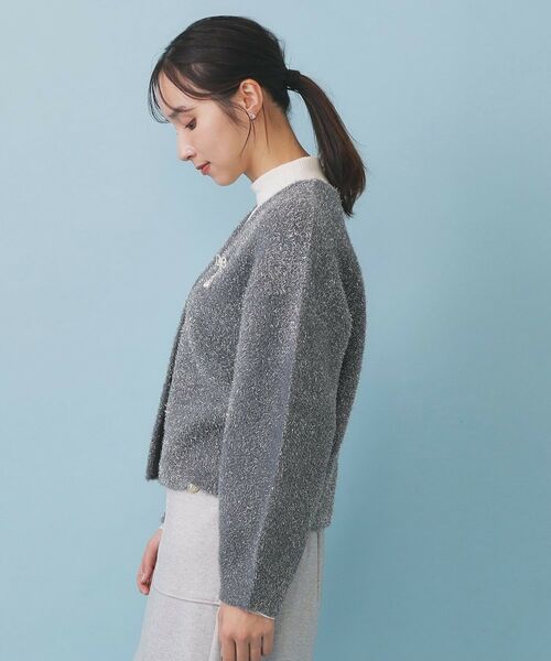 index / インデックス カーディガン・ボレロ | リボンブローチフィルムラメフェザーカーディガン【洗濯機OK】 | 詳細25