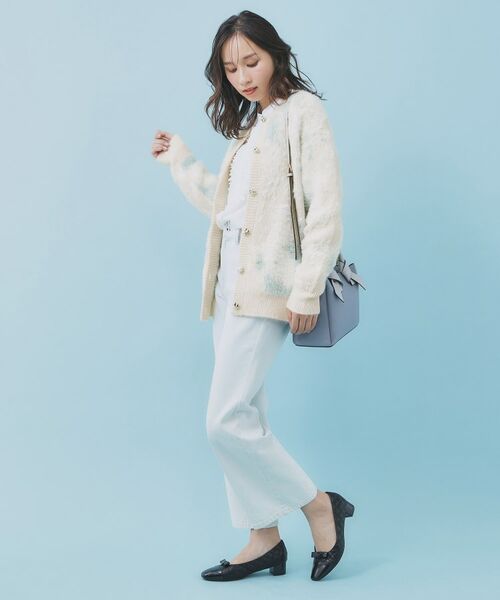 index / インデックス カーディガン・ボレロ | フェザー幾何ジャカードクルーミドルカーディガン【洗濯機OK】 | 詳細11