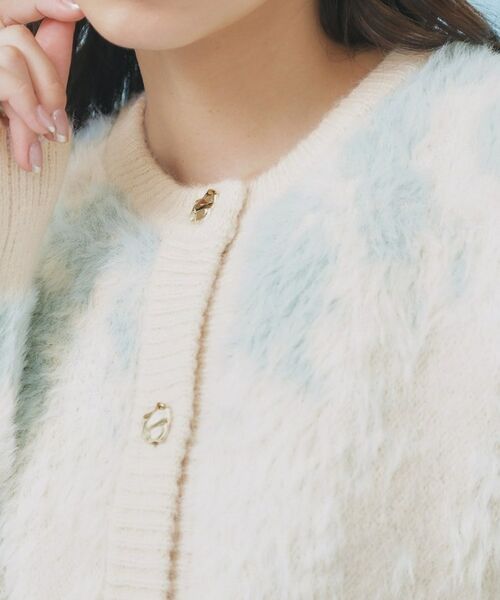 index / インデックス カーディガン・ボレロ | フェザー幾何ジャカードクルーミドルカーディガン【洗濯機OK】 | 詳細16