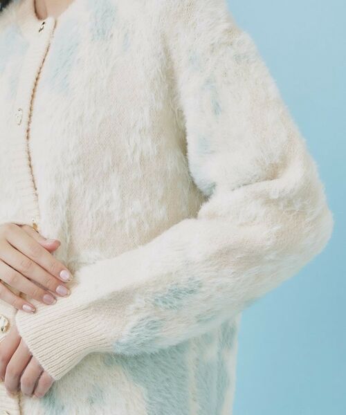 index / インデックス カーディガン・ボレロ | フェザー幾何ジャカードクルーミドルカーディガン【洗濯機OK】 | 詳細17