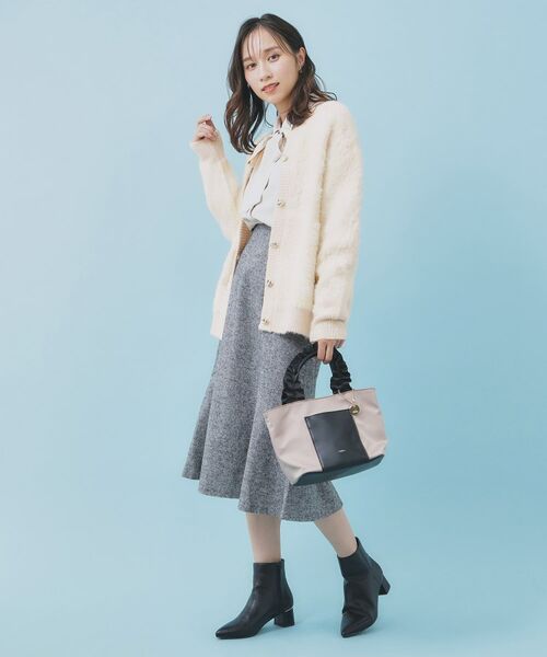 index / インデックス カーディガン・ボレロ | フェザー幾何ジャカードクルーミドルカーディガン【洗濯機OK】 | 詳細7