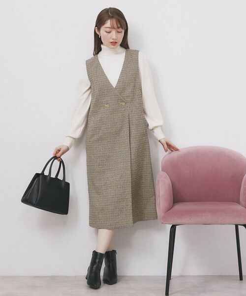index / インデックス ミニ丈・ひざ丈ワンピース | ラップ風ツイードジャンスカ【洗濯機OK/防シワ】 | 詳細11