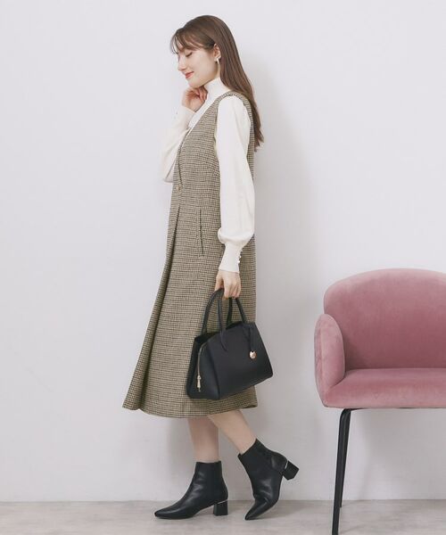 index / インデックス ミニ丈・ひざ丈ワンピース | ラップ風ツイードジャンスカ【洗濯機OK/防シワ】 | 詳細12