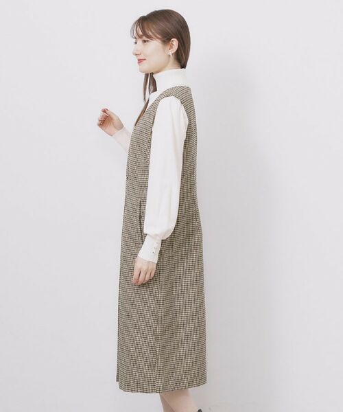 index / インデックス ミニ丈・ひざ丈ワンピース | ラップ風ツイードジャンスカ【洗濯機OK/防シワ】 | 詳細16