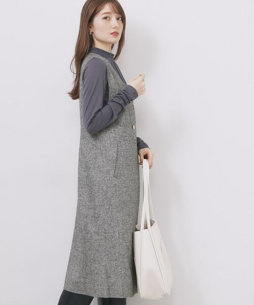 index / インデックス ミニ丈・ひざ丈ワンピース | ラップ風ツイードジャンスカ【洗濯機OK/防シワ】 | 詳細3