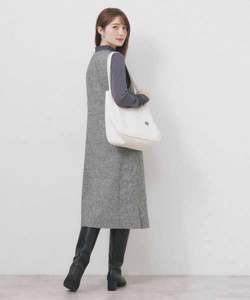 index / インデックス ミニ丈・ひざ丈ワンピース | ラップ風ツイードジャンスカ【洗濯機OK/防シワ】 | 詳細5