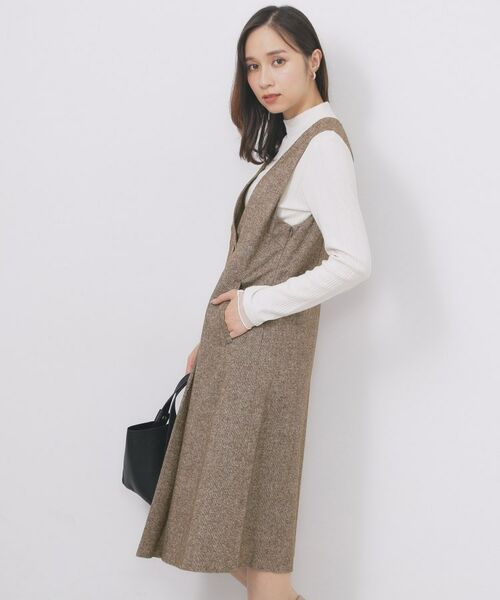 index / インデックス ミニ丈・ひざ丈ワンピース | ラップ風ツイードジャンスカ【洗濯機OK/防シワ】 | 詳細7