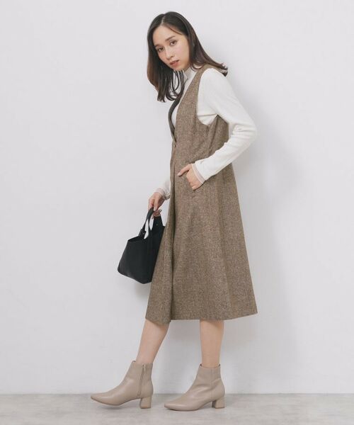 index / インデックス ミニ丈・ひざ丈ワンピース | ラップ風ツイードジャンスカ【洗濯機OK/防シワ】 | 詳細9