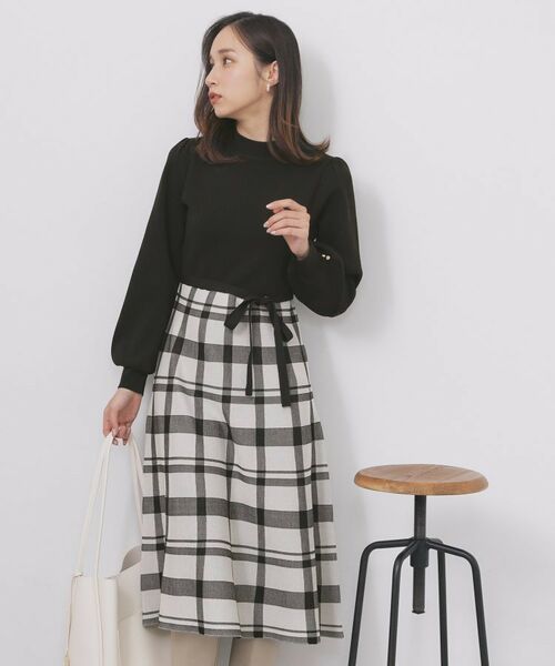 index / インデックス ミニ丈・ひざ丈ワンピース | ハイネックニットワンピース【洗濯機OK/抗ピル】 | 詳細8