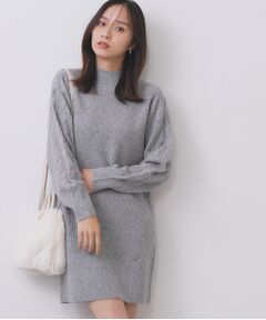 index / インデックス ワンピース | ウール混ケーブルスリーブミニワンピース【洗濯機OK】