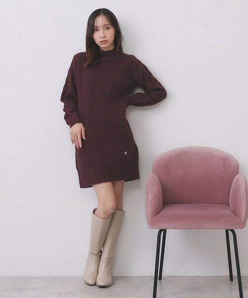 index / インデックス ワンピース | ウール混ケーブルスリーブミニワンピース【洗濯機OK】 | 詳細13