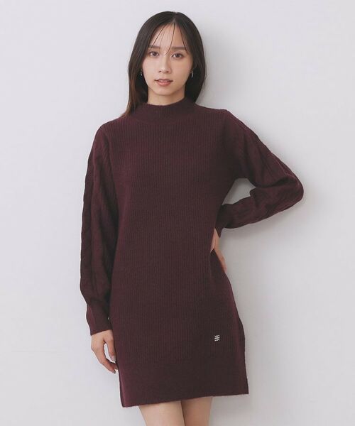 index / インデックス ワンピース | ウール混ケーブルスリーブミニワンピース【洗濯機OK】 | 詳細15