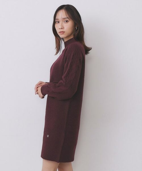 index / インデックス ワンピース | ウール混ケーブルスリーブミニワンピース【洗濯機OK】 | 詳細16