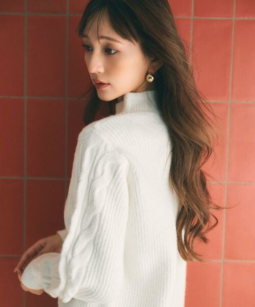 index / インデックス ワンピース | ウール混ケーブルスリーブミニワンピース【洗濯機OK】 | 詳細2