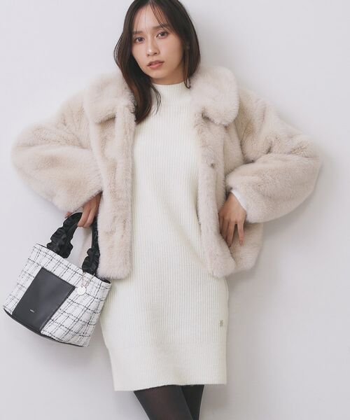 index / インデックス ワンピース | ウール混ケーブルスリーブミニワンピース【洗濯機OK】 | 詳細3